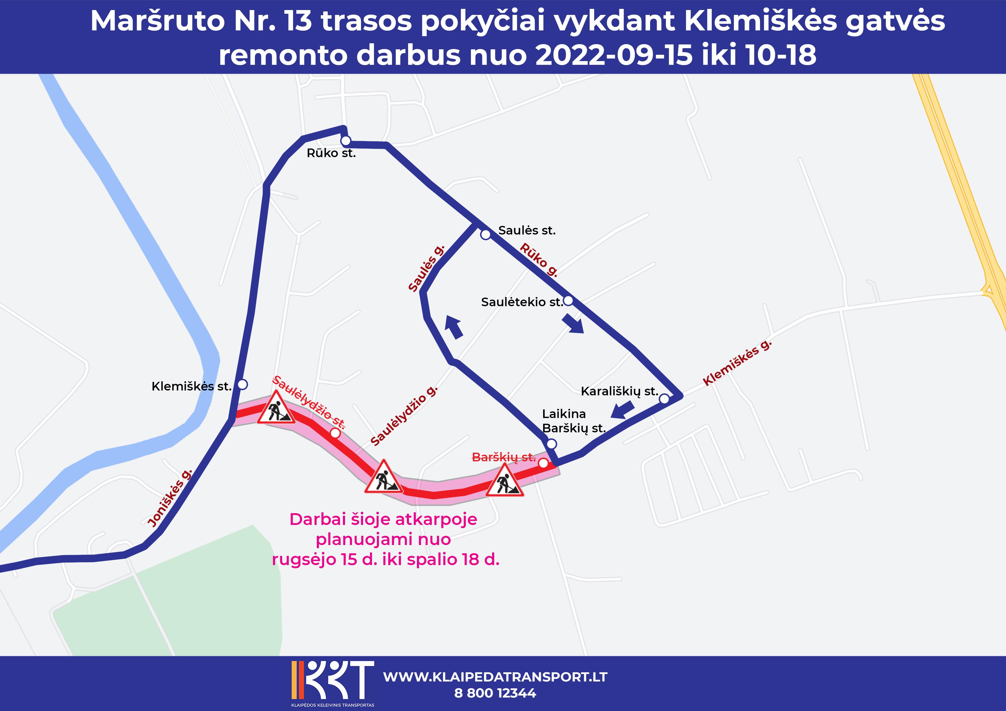 13 maršrutas Klemiškės gatvės remontas 2022-09-15