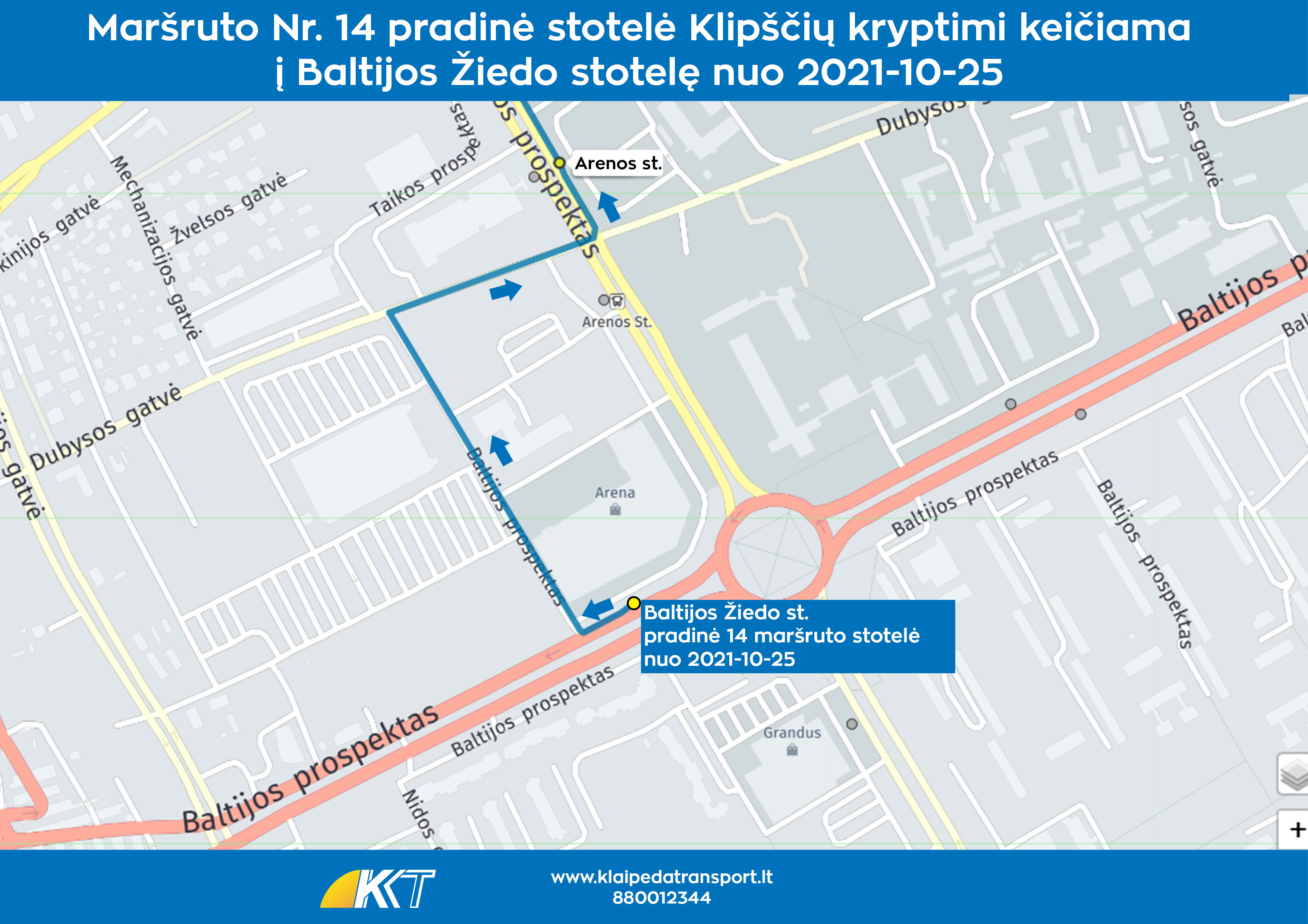 14 maršruto pradinė stotelė keičiama į Baltijos Žiedo stotelę nuo 2021-10-25